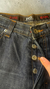 D&G Dolce & Gabbana Vintage Baggy Jeans – Made in Italy – Mud Wash – W30