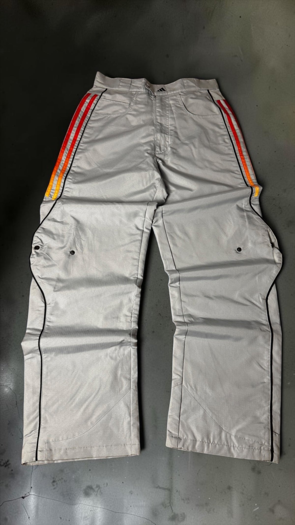 Vintage adidas 2002 Nylon Track Pants – Y2K Techwear Silver/Orange