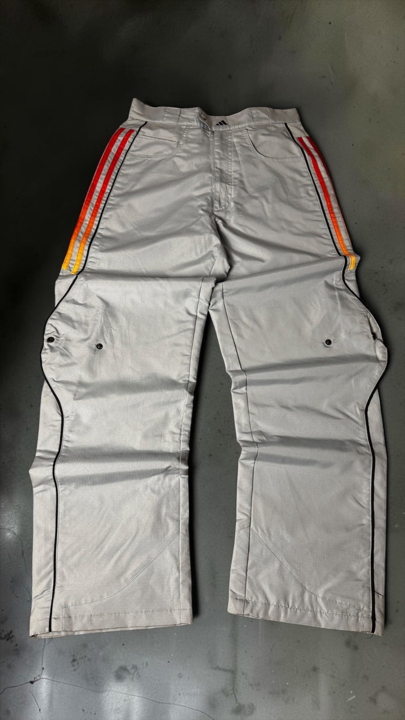 Vintage adidas 2002 Nylon Track Pants – Y2K Techwear Silver/Orange