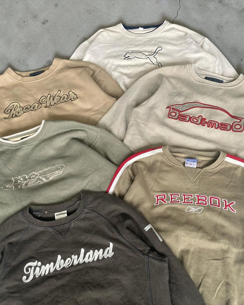 Vintage 90er Sweatshirt Detail mit gesticktem Markenlogo